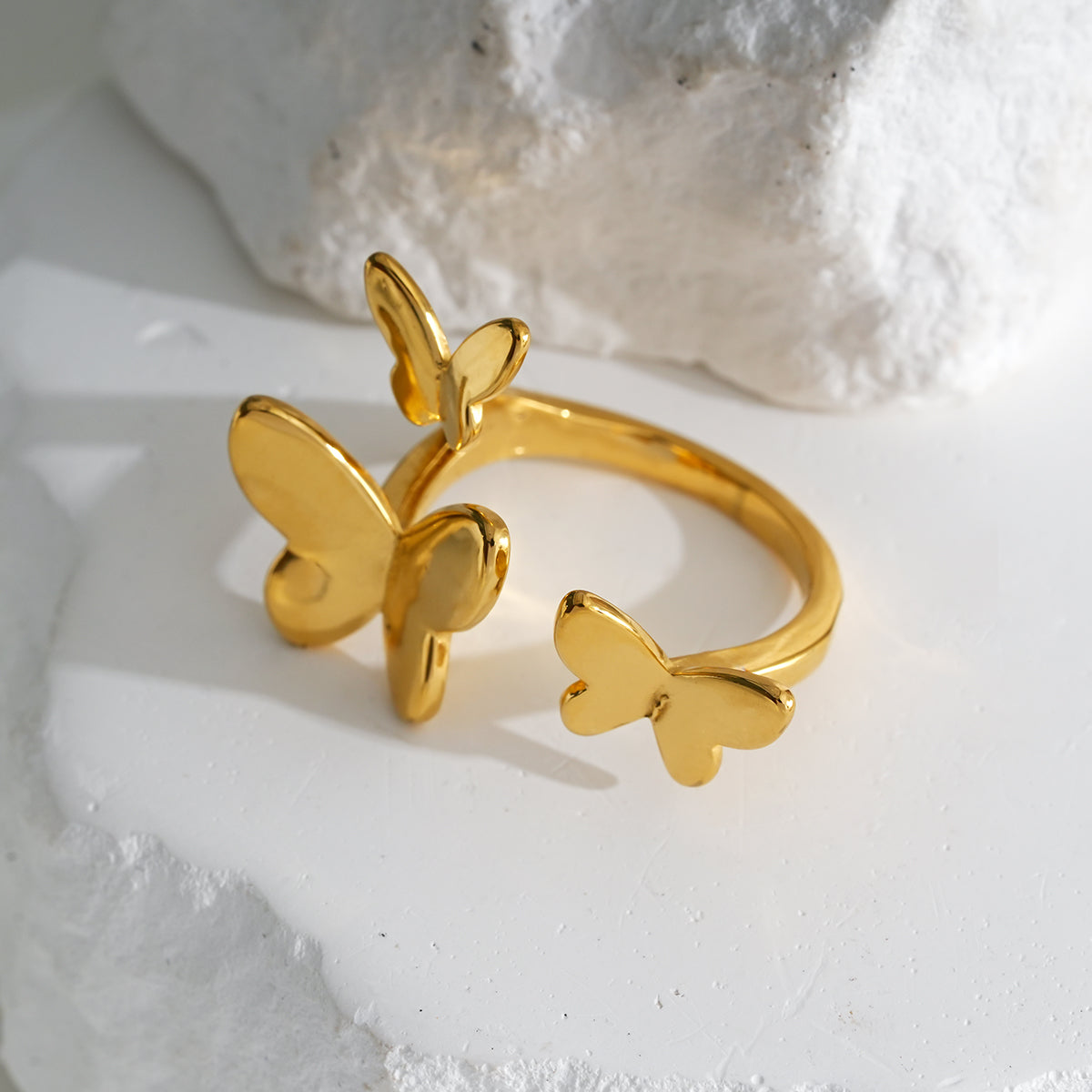 Bague Dorée Papillons Ouverture Devant Girl's Dream