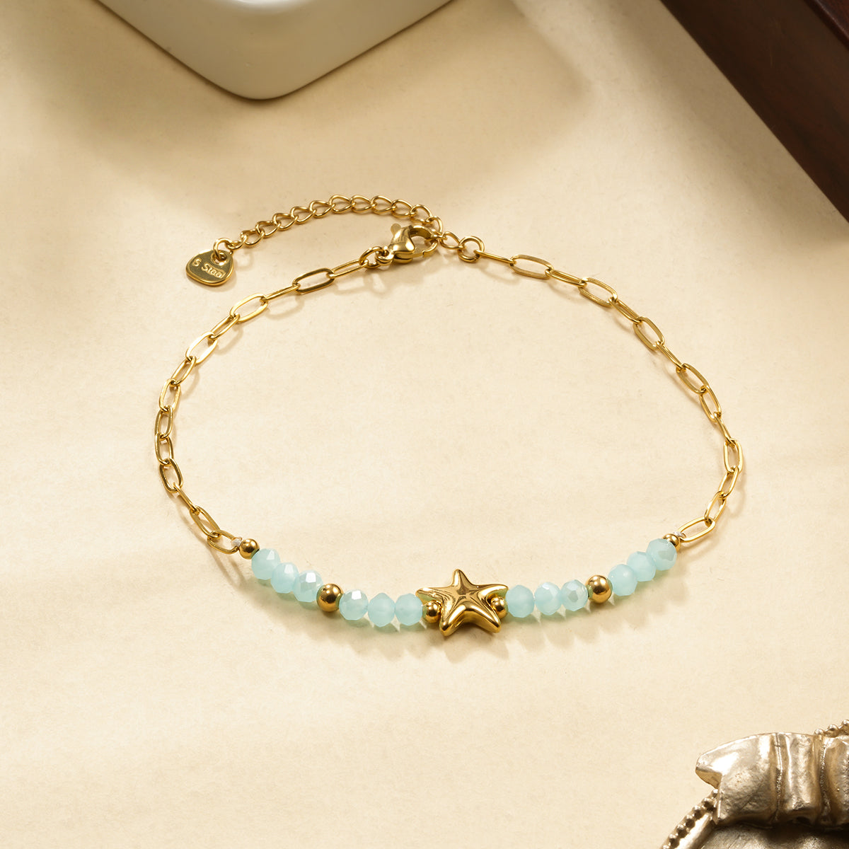 Chaîne de cheville pierres bleues et étoile Girl's Dream