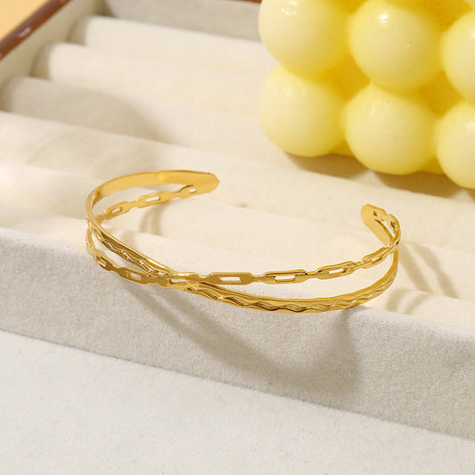 Bracelet Doré Ligne Croisée Ouverture Girl's Dream