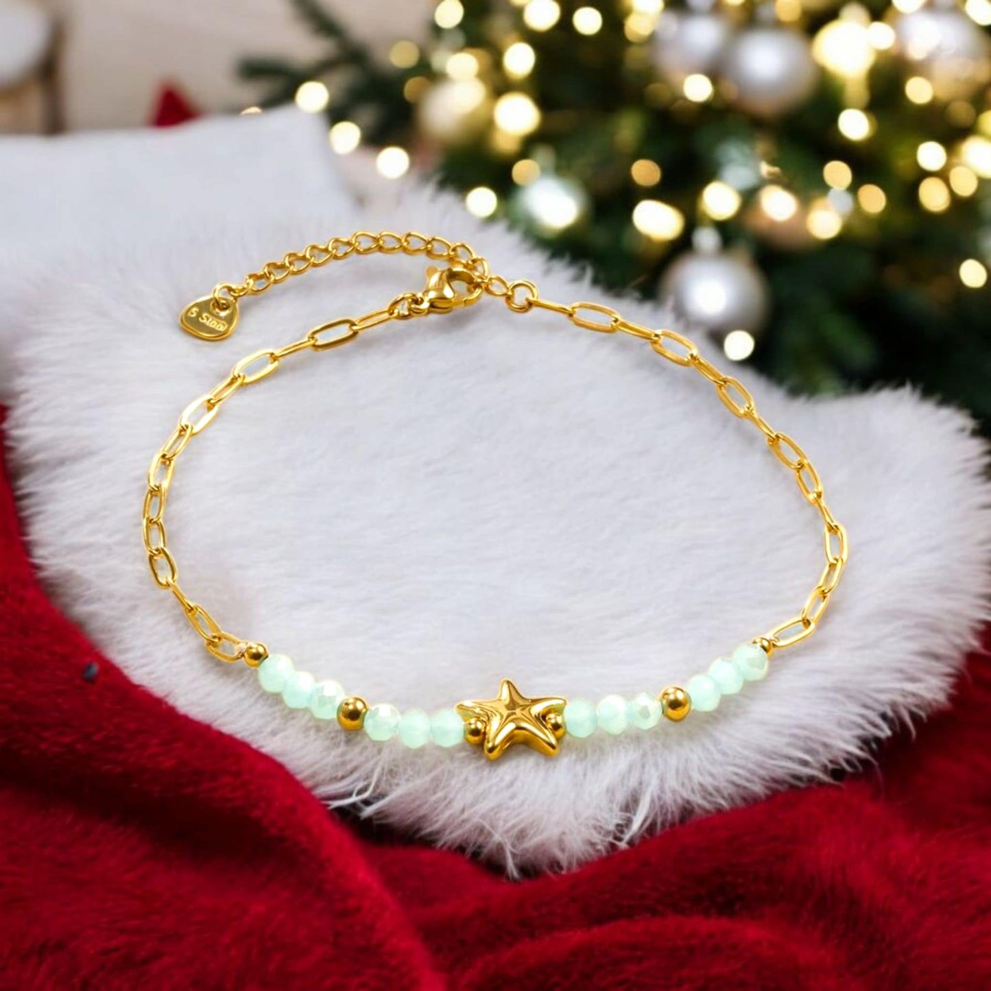 Chaîne de cheville pierres bleues et étoile