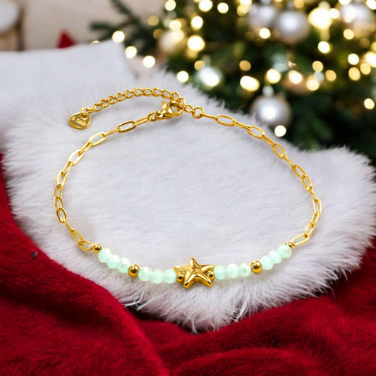 Chaîne de cheville pierres bleues et étoile