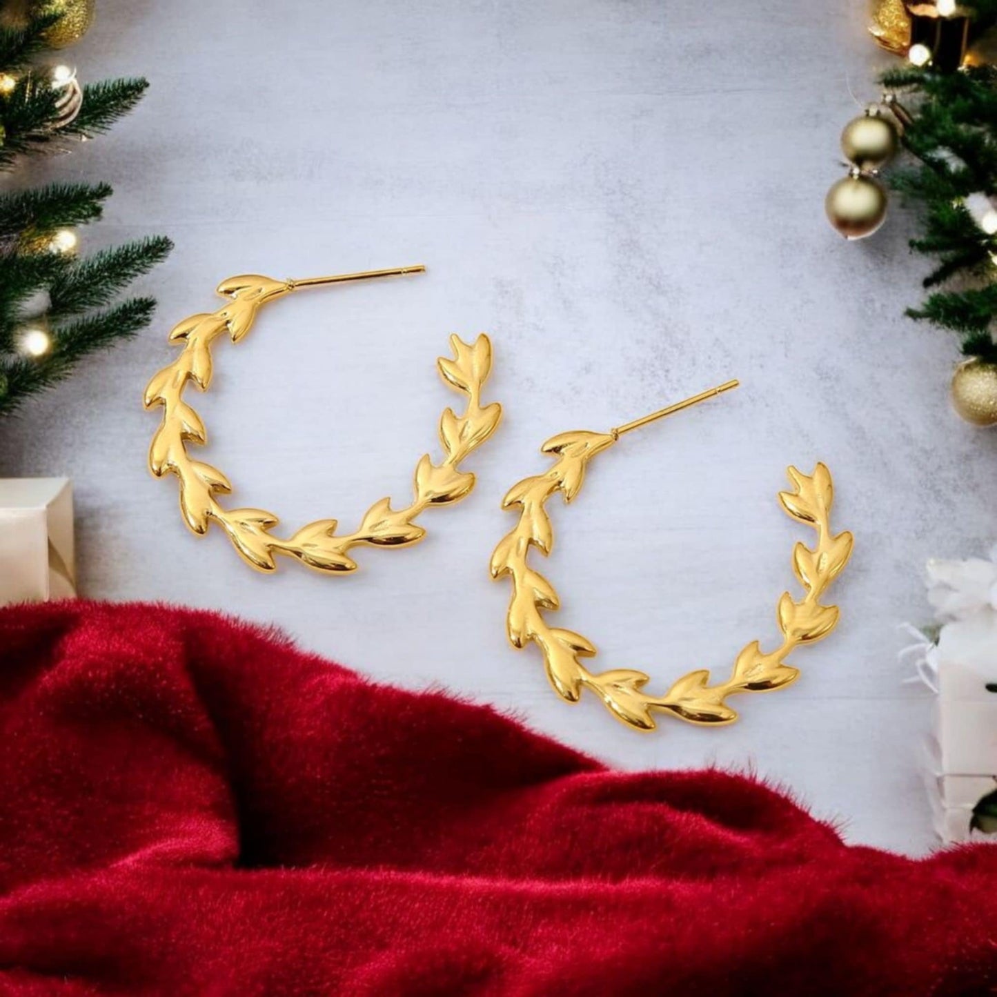 Boucles d'oreilles créoles feuilles